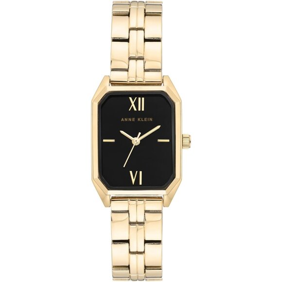 Women Gold Black Mineral Crystal Lens Watch With Water Resistant To 30 Meters - Picture 1 of 7